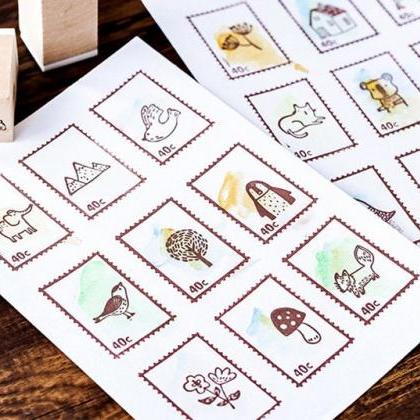 Cartoon Forest Animal Stamp Collect..