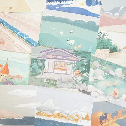 Hand Painted Landscape Postcard Collection (30pc)..