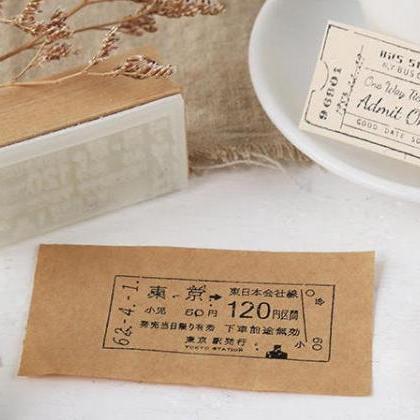 Vintage Travel Ticket Wooden Stamp Set | Old..