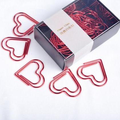 Romantic Red Heart Shape Paper Clips | Romantic..
