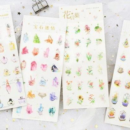 Crystal Blossom Stickers Set | Gold Embossing..
