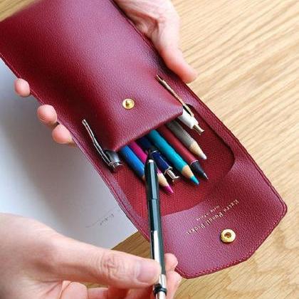 Extra Pocket Pencil Case - 6 Colors | Leather..