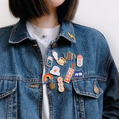 Emoji And Cartoon Japanese Metal Badge Pin |..