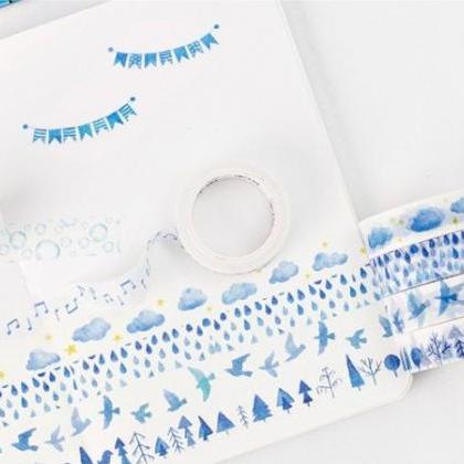 Rainy Blue Washi Tape Collection | Cloud Washi..