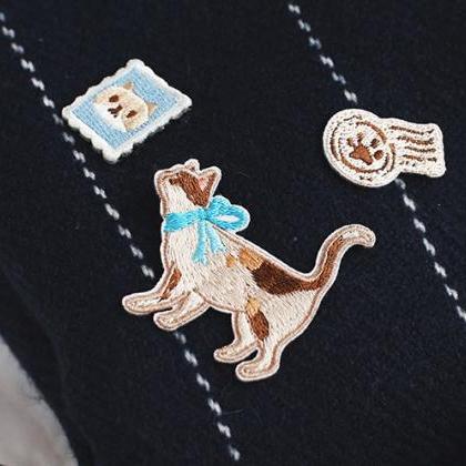 Cute Cat Embroidery Cloth Stickers ..