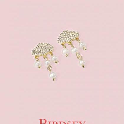Rainy Earrings | Cloud Earrings | Pearl Earrings |..