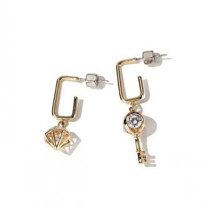 Diamond Key Earrings | Simple Earrings | Handmade..