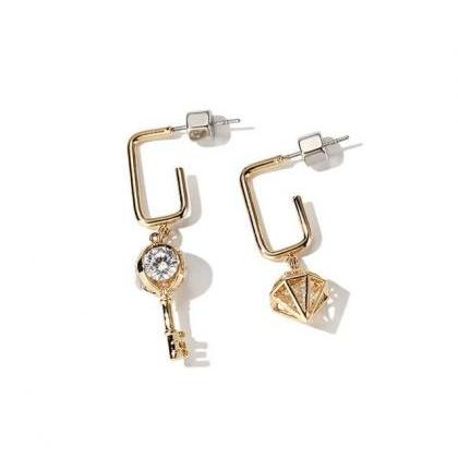 Diamond Key Earrings | Simple Earrings | Handmade..