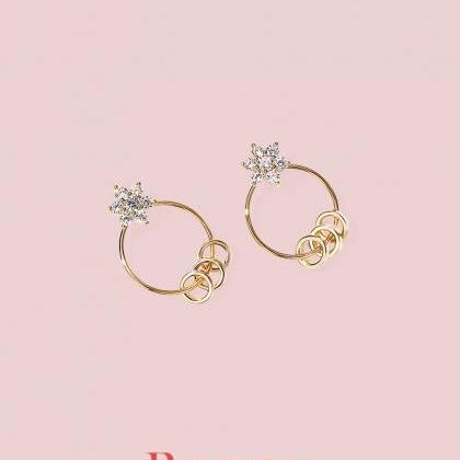 Diamond Flower Earrings | Flower Stud Earrings |..