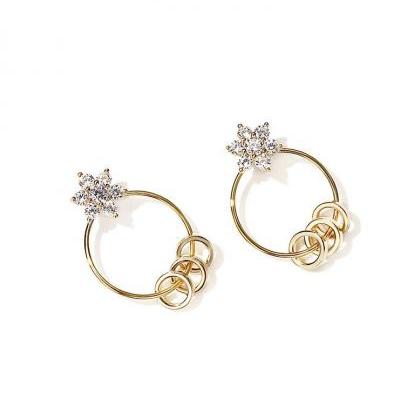 Diamond Flower Earrings | Flower Stud Earrings |..