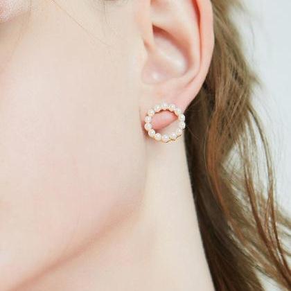 Pearls Ring Earrings | Handmade Earrings | Circle..