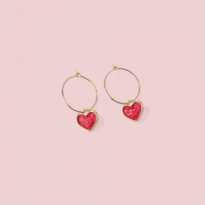 Red Heart Earrings | Handmade Earrings | Hoop..