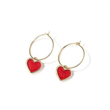 Red Heart Earrings | Handmade Earrings | Hoop..