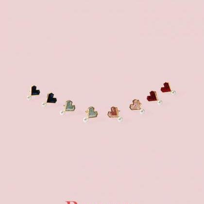 Heart Stud Earrings - 4 Colors | Handmade Earrings..