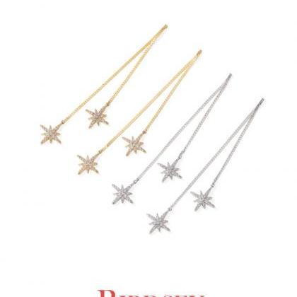 Twinkle Star Long Drop Earrings | Star Threader..