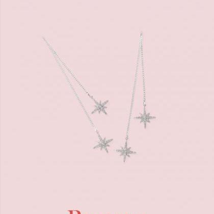 Twinkle Star Long Drop Earrings | Star Threader..
