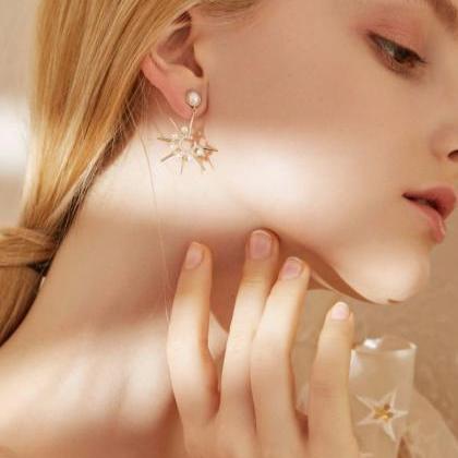 Pearl Star Earrings Dangle | Handmade Earrings |..