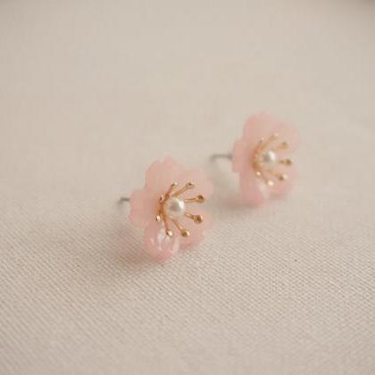 Japanese Sakura Earrings | Sakura Pearl Earrings |..