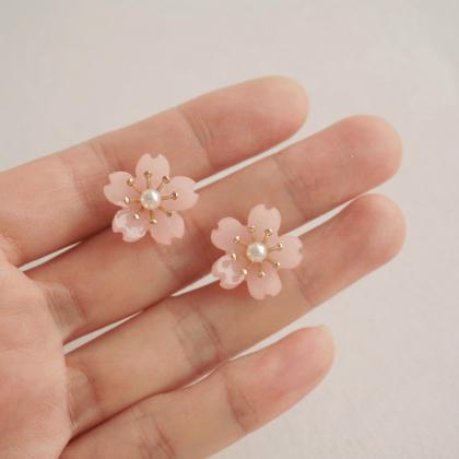 Japanese Sakura Earrings | Sakura Pearl Earrings |..