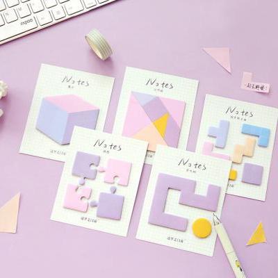 Geometry Game Sticky Notes Collection | Geometric Shape Memo Stickies Design | Grid Memo Sticky Notes Pack | 3D Memo Pad Sticky Notes Set