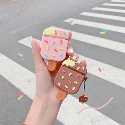 Cartoon Strawberry Chotolate Ice Cream Sticks Apple Airpods 1/2/pro case | Cute Popsicle Ice Lollies Keychain Silicone Airpods case