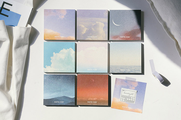 Rainbow Twilight Sticky Notes Memo | Sunset Stars Memo Pad | Japanese Memo Set | Clear Sea Moonlight Sticky Memo Note | Japanese Stickies |
