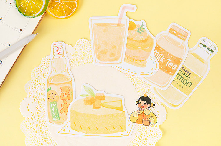 Beverage Dessert Shaped Cards Collection (30pc) | Japan Snack Cards Set | Hand Drawing Postcards Box | Thank you card | Small Memo Cards |