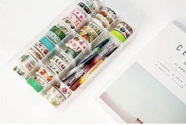 Washi Tape Storage Box | Masking Tapes Divider | Washi MT Compartments Holder | Washi Masking Tape Plastic Box |Washi Tapes arrangement Case