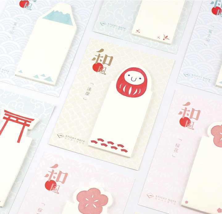 Iconic Japan Sticky Notes Collection | Japanese Style Memo Notes | Fuji Sticky Memo Pack | Torii Notepad Memo Sets | Daruma Memo Japan Style