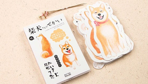 Shiba Dog Postcards Collection (30pc) | Puppy Post Cards Set | Hand Drawing Dogs Post cards Box | Cute Dog Postcards | Dog Shaped Cards Set