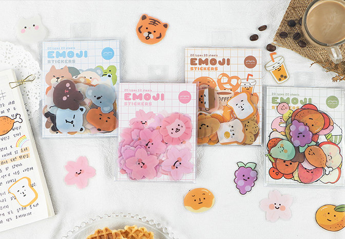 Emoji Stickers Pack | Animal Little Sticker | Bread Sticker | Sakura Scrapbook Sticker Set | Planner Sticker Sheet | Label Laptop Sticker |