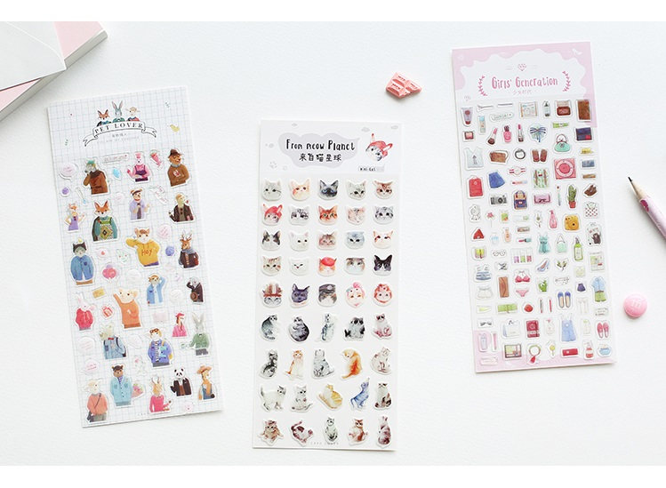 Pet Lovers Sticker | Girl Emoji Stickers | Animal Sticker Set | Notebook Sticker | Pet Foam Stickers | Calendar Sticker | Decor Sticker