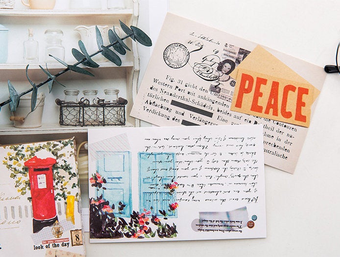 Old Time Manuscript Letter Postcards Collection (30pc) | Retro Post Card Set | Vintage Literary Post cards Box | Peace Greeting Postcards |