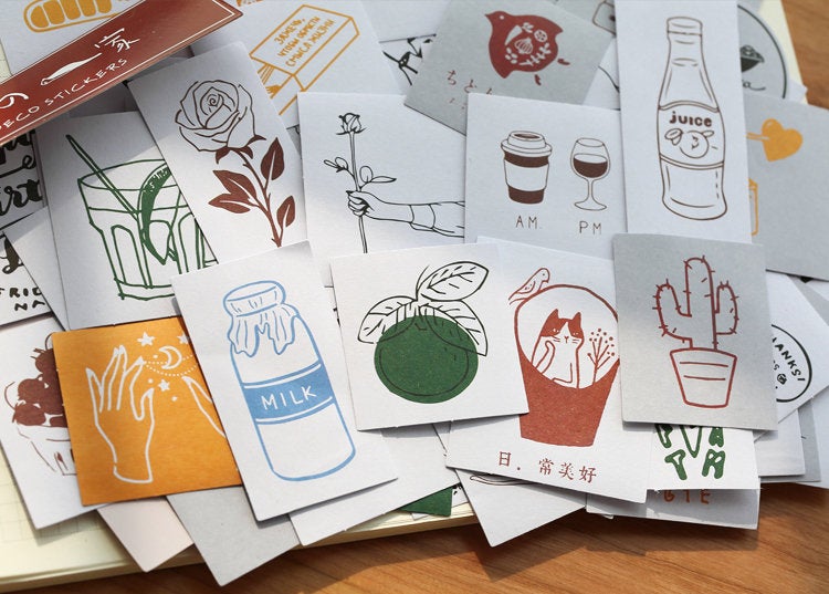 Island Garden Stickers Pack | Little Sticker | Farm Cat Sticker Stamp | Scrapbook Sticker Set | Planner Sticker Sheet | Label Laptop Sticker
