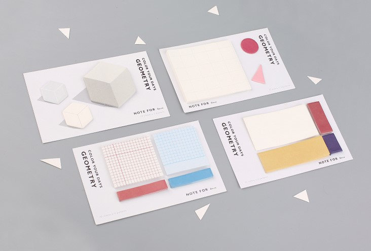Geometry Sticky Notes Collection | Geometric Shape Memo Stickies Design | Grid Memo Sticky Notes Pack | 3d Memo Pad Sticky Notes Set