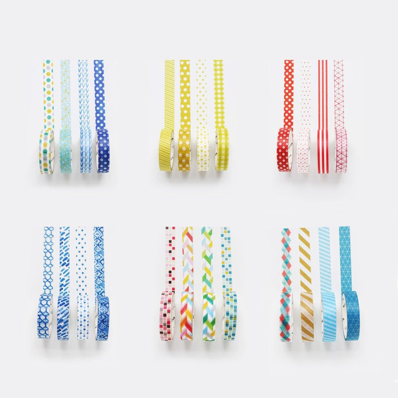 Colorful Washi Tapes Set Of 4 | Masking Washi Tape Set | Masking Tapes Pack | Washi Tape Colors | Washi Tape Japan Mt | Rainbow Masking Tape