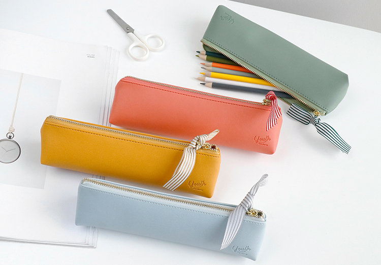 Pu Leather Pencil Case - 8 Colors