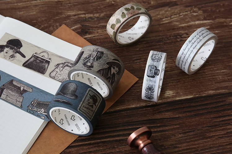 Old Times Washi Tape Collection XL 30mm | Vintage Clothing Masking Tape | Victoria Style Map Washi Tapes Set | Fashion Washi Masking Tape