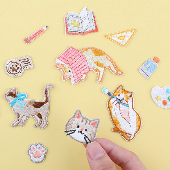 Cute Cat Embroidery Cloth Stickers Set | Meow Patch | Hand Decoration Stickers | Japanese Stickers | Icon Patch Cute | Patch Phone Sticker