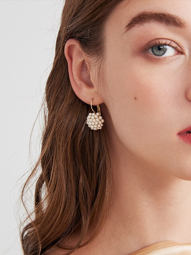 Pearls Flower Earrings | Handmade Earrings | Handmade Jewelry | Simple Earrings Dangle | Pearls Earrings Jackets White Gold Earrings Drop