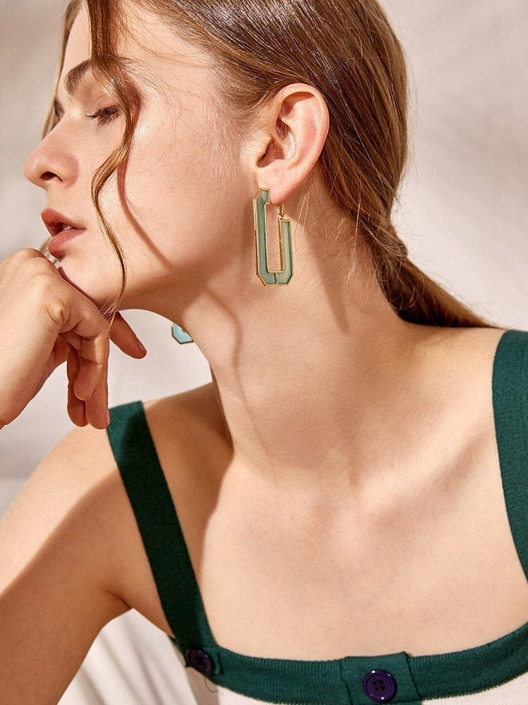 Translucent Dangle Earrings | Turquoise Earrings | Handmade Earrings | Handmade Jewelry | Simple Earrings Dangle | Drop Earrings Jackets