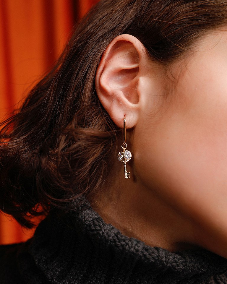 Diamond Key Earrings | Simple Earrings | Handmade Jewelry Handmade Earrings Dangle | Earrings Jackets Earrings Handcrafted Earrings Set