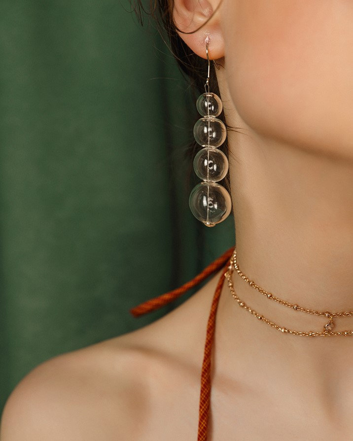 Glass Bubbles Earrings | Handmade Earrings | Handmade Jewelry | Simple Earrings Transparent Dangle | Drop Earrings Jackets Transparent