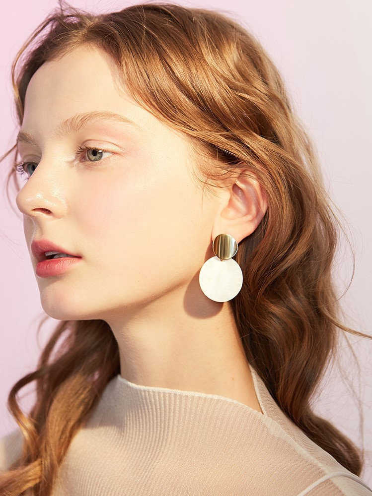 Vintage Shell Earrings | Vintage Stud Earrings | Simple Stud Earrings Gold | Marble Earrings | Zen Earrings Jackets Stone Earring Minimal