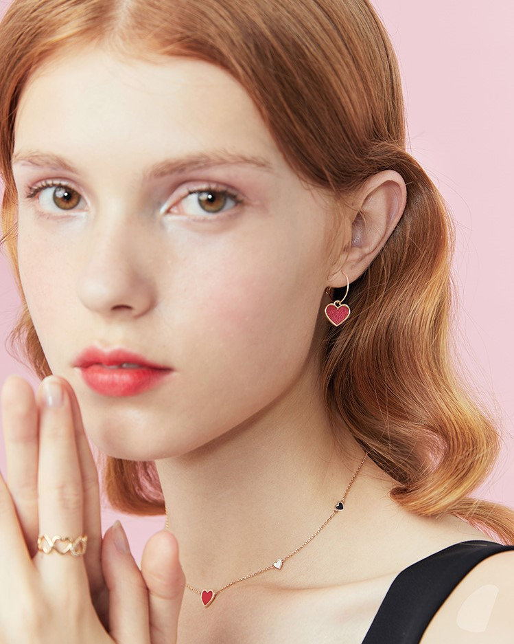 Red Heart Earrings | Handmade Earrings | Hoop Earrings | Dangle Earring Jackets | Gold Heart Earrings | Simple Earrings Gift Wedding Jewelry