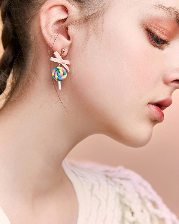 Lollipop Earrings | Handmade Earrings | Handmade Jewelry | Simple Dangle Earrings | Candy Earrings Sweet Earrings Cute Rainbow Kawaii