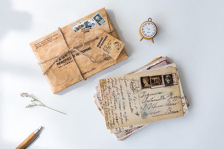 Memories of Restoring Postcards Collection (30pc) | Retro Post Card Set | Vintage Carte Postale cards Box | Old Letter Greeting Postcards |
