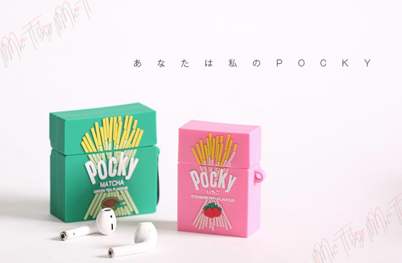 Japanese Cartoon Strawberry Pocky Matcha Pocky Silicone Airpods 1/2/pro Case | Cute Salad Pretz Roast Pretz Apple Airpods 1/2/pro Case