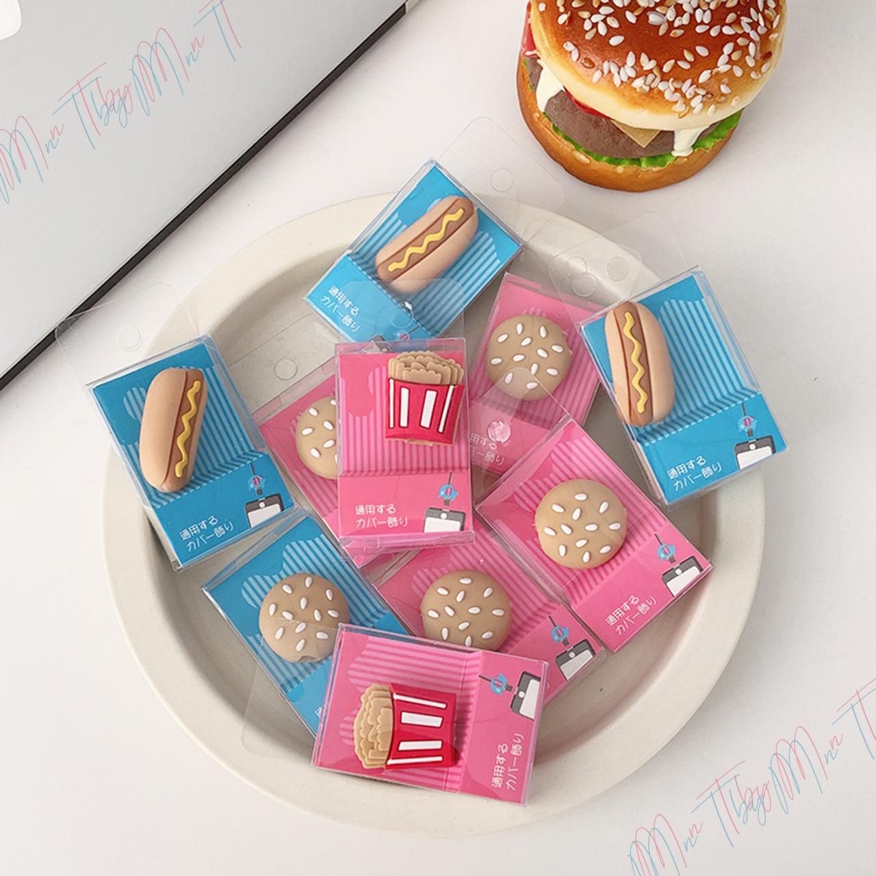 Little Hamburger HotDog French Fries iPhone Charging Cable Bite | Cute Style Silicone Charging Cable Protective cover