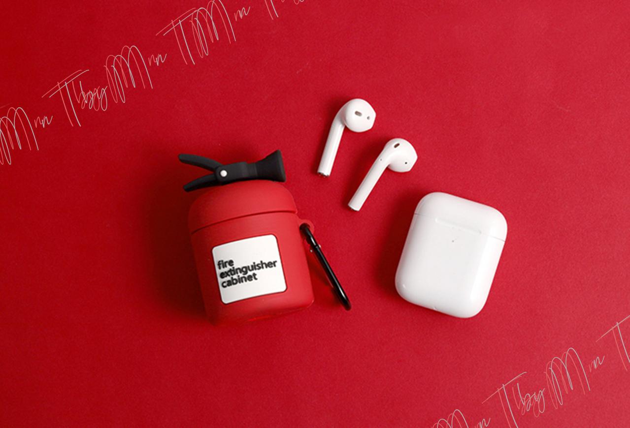 Cartoon Fire Extinguisher Cabinet Apple Airpods 1and2 Case | Silicone Fire Extinguisher Cabinet Keychain Airpods Case